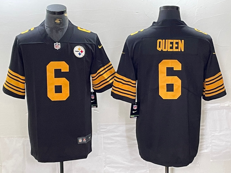 Men's Pittsburgh Steelers Patrick Queen #6 Black Jersey